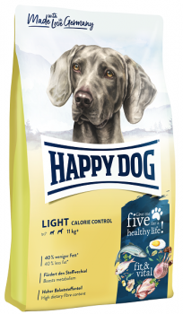 Сухой корм для взрослых собак, склонных к полноте Happy Dog Light Calorie Control 25/7 (птица, лосось, рыба, ягненок, мидии)